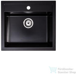 LunArt Cuki 56x51 cm-es öntött gránit mosogató medence szifon nélkül, Midnight black 5999861632114 (5999861632114)