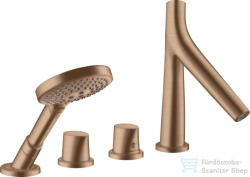 Hansgrohe Axor Starck Organic 4 üléses peremre szerelhető termosztátos kádtöltő csaptelep, szálcsiszolt vörös arany hatású 12425310 (12425310)