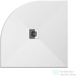 Jika PADANA 80x80 cm-es negyedköríves öntöttmárvány zuhanytálca rozsdamentes acél ráccsal, szifon nélkül, matt fehér H213930R100001 (H213930R100001)