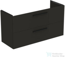 Ideal Standard I. LIFE A 120x44 cm-es 2 fiókos fali alsószekrény mosdó és fogantyú nélkül, Carbon grey matt T5258NV (T5258NV)