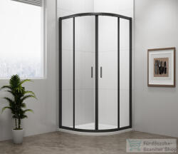SAPHO POLYSAN EASY LINE BLACK íves zuhanykabin, 900x900mm, matt fekete profil/transzparent üveg (EL2615B) (EL2615B) - furdoszoba-szaniter