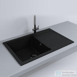 LunArt Arwen 78x50 cm-es öntött gránit mosogató medence szifon nélkül, fekete 5999123000552 (5999123000552)