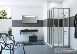 HÜPPE CLASSICS 2 80x80x190 négyszögletes, sarokbelépő zuhanykabin, 3 részes tolóajtóval, magasfényű ezüst profilzattal, világos üveggel, Anti-Plaque nélkül C21101 069 321 (C21101069321)