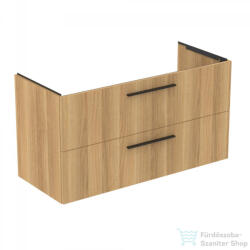 Ideal Standard I. Life B 120x50, 5 cm-es 2 fiókos fali szekrény mosdó és fogantyú nélkül, Natural oak T5514NX (T5514NX)