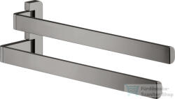 Hansgrohe AXOR UNIVERSAL SOFTSQUARE 40, 9 cm-es dupla törölközőtartó, polírozott fekete króm 42821330 (42821330)