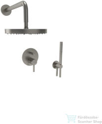 Bugnatese Kobuk falsík alatti komplett zuhanyrendszer 22, 5 cm-es esőztetővel, belső egységgel, zuhanyszettel, szálcsiszolt nikkel 2274NS (2274NS)