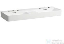 Laufen Val SaphirKeramik 120x42 cm-es mosdó 3 csaplyukkal, félig száraz zónával, LCC Active bevonattal, fehér H814282A001081 (H814282A001081)