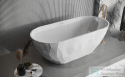 LunArt Sophie 165x76 cm-es szabadon álló öntöttmárvány kád szifon nélkül, fényes fehér 5999123014191 (5999123014191)