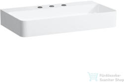 Laufen Val SaphirKeramik 75x42 cm-es mosdó 3 csaplyukkal, túlfolyó nélkül, matt fehér H8102857571581 (H8102857571581)
