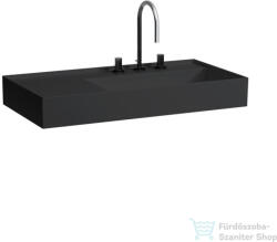 Laufen Kartell By Laufen 90x46 cm-es mosdó, bal oldali polccal, 3 csaplyukkal, matt fekete H8103397161581 (H8103397161581)