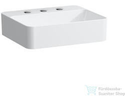 Laufen Val SaphirKeramik 45x38 cm-es pultra ültethető mosdó 3 csaplyukkal, túlfolyó nélkül, LCC bevonattal, fehér H8122804001581 (H8122804001581)