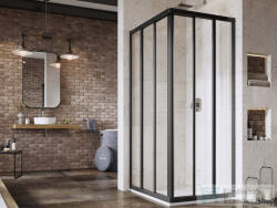 RAVAK SUPERNOVA ASRV3+ASRV3 90x90 cm-es tolóajtós, sarokbelépős zuhanykabin, fekete/transparent 15V703R2Z1SET9090 (15V703R2Z1SET9090)