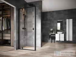 RAVAK NEXTY NDOP1+NPSS 80x90 cm-es nyílóajtós zuhanykabin fix oldalfallal, fekete/transparent 03O40300Z1SET80NPSS90 (03O40300Z1SET80NPSS90)