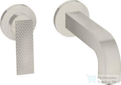 Hansgrohe AXOR CITTERIO falsík alatti mosdó csaptelep 22 cm-es kifolyóval, rombuszmetszéses fogantyúval, nem zárható leeresztővel, rozsdamentes acél hatású 39181800 (39181800)