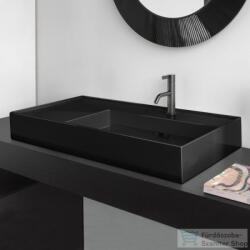 Laufen Kartell By Laufen 90x46 cm-es csiszolt aljú mosdó, bal oldali polccal, 1 csaplyukkal, fényes fekete H8183390201111 (H8183390201111)