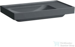 Laufen MEDA 80x46 cm-es falra/bútorra szerelhető mosdó túlfolyó és csaplyuk nélkül, jobb oldali pulttal, matt grafit H8171167581121 (H8171167581121)
