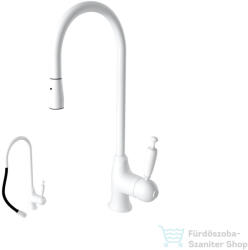 Bugnatese OXFORD kihúzható zuhanyfejes mosogató csaptelep, matt fehér 6395BI (6395BI)