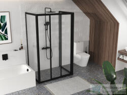 RAVAK SUPERNOVA ASDP3+APSS+APSS 110x80 cm-es tolóajtós, 3 oldalas zuhanykabin, fekete/transparent 00VD03R2Z1SET1102XAPSS80 (00VD03R2Z1SET1102XAPSS80)