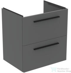 Ideal Standard I. LIFE A 60x44 cm-es 2 fiókos fali szekrény mosdó és fogantyú nélkül, Quartz grey matt T5255NG (T5255NG)