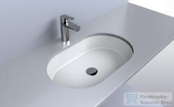 LunArt Melody 55x35, 1 cm-es beépíthető öntöttmárvány mosdó csaplyuk és túlfolyó nélkül, fényes fehér 5999123004857 (5999123004857)