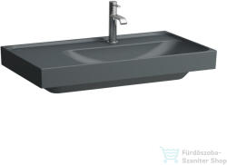 Laufen MEDA 80x46 cm-es falra/bútorra szerelhető mosdó túlfolyó nélkül, bal oldali pulttal, matt graphite H8171157581111 (H8171157581111)