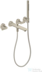 Hansgrohe AXOR CITTERIO C falsík alatti kádtöltő csaptelep zuhanyszettel, rombuszmetszéses fogantyúval, alaptest nélkül, szálcsiszolt nikkel 49481820 (49481820)