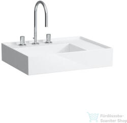 Laufen Kartell By Laufen 60x46 cm-es 3 csaplyukas mosdó jobb oldali polccal, speciálisan fedett lefolyóval, fehér H8103340001581 (H8103340001581)