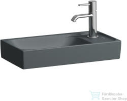 Laufen MEDA 46x23, 5 cm-es falra/bútorra szerelhető mosdó túlfolyó nélkül, jobb oldali csaplyukkal, matt grafit H8151137581141 (H8151137581141)