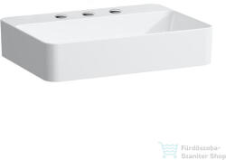 Laufen Val SaphirKeramik 55x40 cm-es pultra ültethető mosdó 3 csaplyukkal, túlfolyó nélkül, matt fehér H8122847571581 (H8122847571581)
