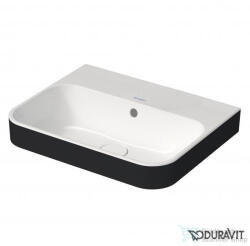 Duravit HAPPY D. 2 PLUS 60x46 cm-es ráültethető csiszolt mosdó csaplyuk nélkül, Wondergliss bevonattal, fehér/antracit matt 23606061601 (23606061601)