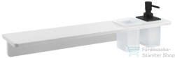 SAPHO ABELINE rockstone polc, 2 furattal, 1 pohárral, 1 szappanadagolóval, 600x12x100mm, matt fehér/fekete (AE602-0101-03) (AE602-0101-03)