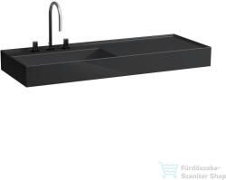 Laufen Kartell By Laufen 120x46 cm-es mosdó, jobb oldali polccal, 3 csaplyukkal, Fényes fekete H8133320201581 (H8133320201581)