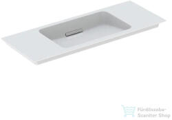 Geberit ONE 105x40 cm-es mosdó One bútorhoz csaplyuk-és túlfolyó nélkül, KeraTect mázzal, szálcsiszolt króm takarólappal, fehér 500.396. 01.2 (500396012)