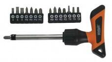 Gadget Set surubelnita cu clichet, maner T cu biti 16 piese Surubelnita