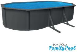 Pontaqua Family Pool ovális 6, 1x3, 6x1, 2 antracit, 0, 4mm PVC fólia, 2 gégecső, szkimmerrel, befúvóval (MSA 214)