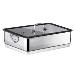 Inoxriv Maxima mély tepsi hőálló üvegfedővel, lehajtható füllel 36x25x8 cm (53106210)