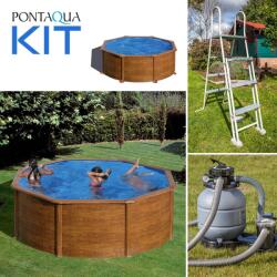 Pontaqua KIT WOOD kerek fémfalas családi medence szett 4, 6 x 1, 2 m (867)