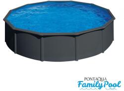 Pontaqua Family Pool kerek 4, 6x1, 2 antracit, 0, 4mm PVC fólia, 2 gégecső, szkimmerrel, befúvóval (MSA 203)