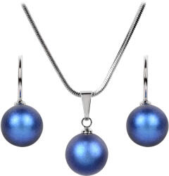 Levien Set de coliere și cercei Pearl Iridescent Dark Blue