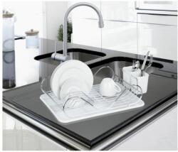 WENKO Clean rozsdamentes edényszárító inox / fehér gumirozással 48 x 12 x 32 cm - 237304 (237304)