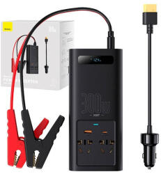 Baseus autós inverter 300W, 220V, fekete (CN / EU)