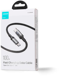 JOYROOM S-CC100A10 Type-C to Type-C 100W 2M szőtt adatkábel - Fekete