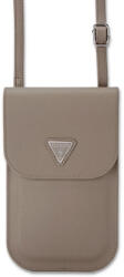 GUESS PU Grained Triangle Logo telefon táska barna