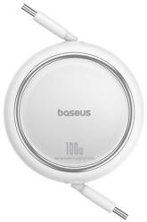 Baseus Free2Draw Mini USB-C töltő-és adatkábel, kihúzható, automata behúzó funkcióval, 100W, 1m, fehér