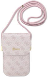 GUESS PU 4G Metal Logo Script telefon táska rózsaszín