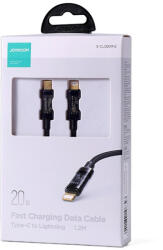 JOYROOM S-CL020A12 Type-C to Lightning 20W 1.2M szőtt adatkábel - Fekete/arany