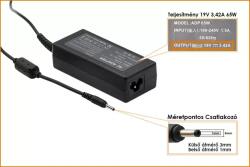 PlugOn Acer 19V 3, 42A 65W 3mm/1mm utángy. NB töltő (Plugon1444864)