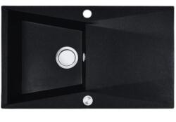 Laveo GRENADA csepptálcás matt fekete mosogató automata dugókiemelős, helytakarékos szifonnal (SRG_711B) - gepeszuniverzum