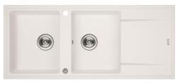 Laveo MEGALO kétmedence csepptálcás fehér mosogató dugókiemelős helytakarékos (SRE_621T)