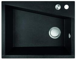 Laveo GRENADA csaplyukas matt fekete mosogató automata dugókiemelős, helytakarékos szifonnal (SRG_710B) - gepeszuniverzum